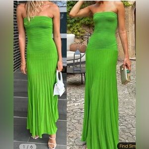 Green Strapless Maxi Dress